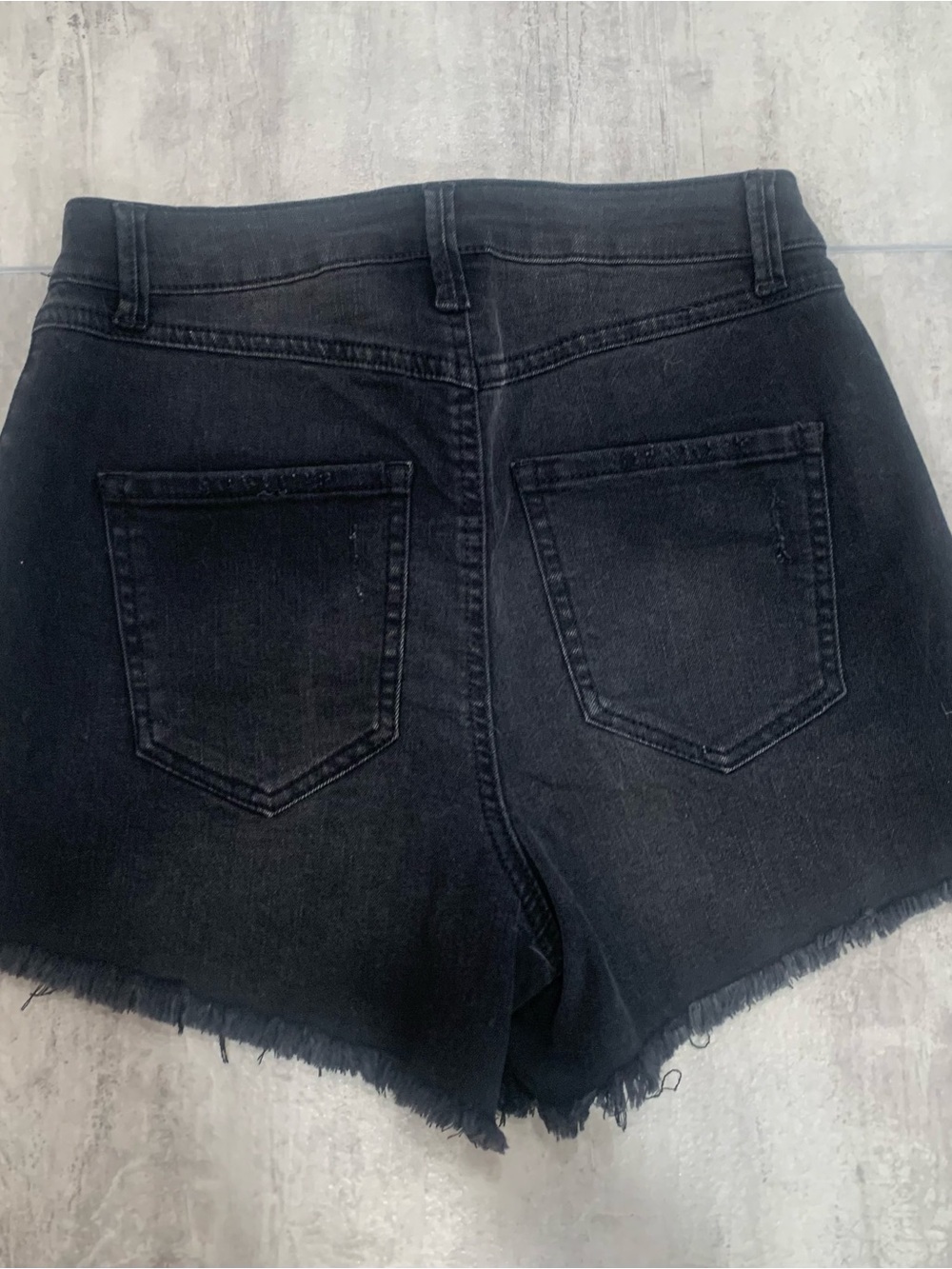 Like New!  Ash Black High-Rise Raw Hem Denim Shorts